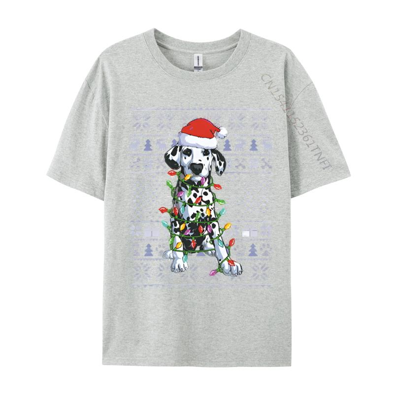 Vintage T Shirts Faddish Funny Dalmatian Dog Lover Santa Hat Ugly Tshirt Cotton Adult Tops  Tees Graphic Tees