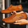 New Men Genuine Leather Casual Shoes Comfortable Flat Shoes Slip-on Loafers