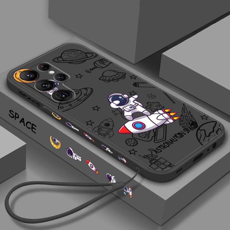 

Комиксы астронавт мультфильм искусство жидкость левая веревка для Samsung Galaxy S24 S23 S22 S21 S20 FE S10 Ultra Plus Lite 5G чехол чехол Samsung S23 FE 5G