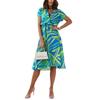 Printed Waist Dress Women's Clothing Summer Fashion Style Fashion Temperament Printed Short Sleeve V Neck Dress