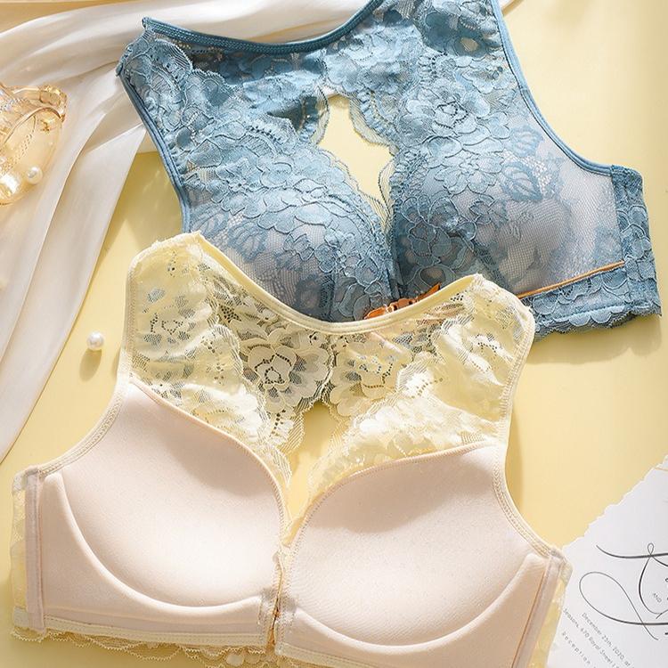Front-button Bra Women's Gathering and Adjusting Underwear Beautiful Back Front-button Sexy Lace Bra Thin Bra