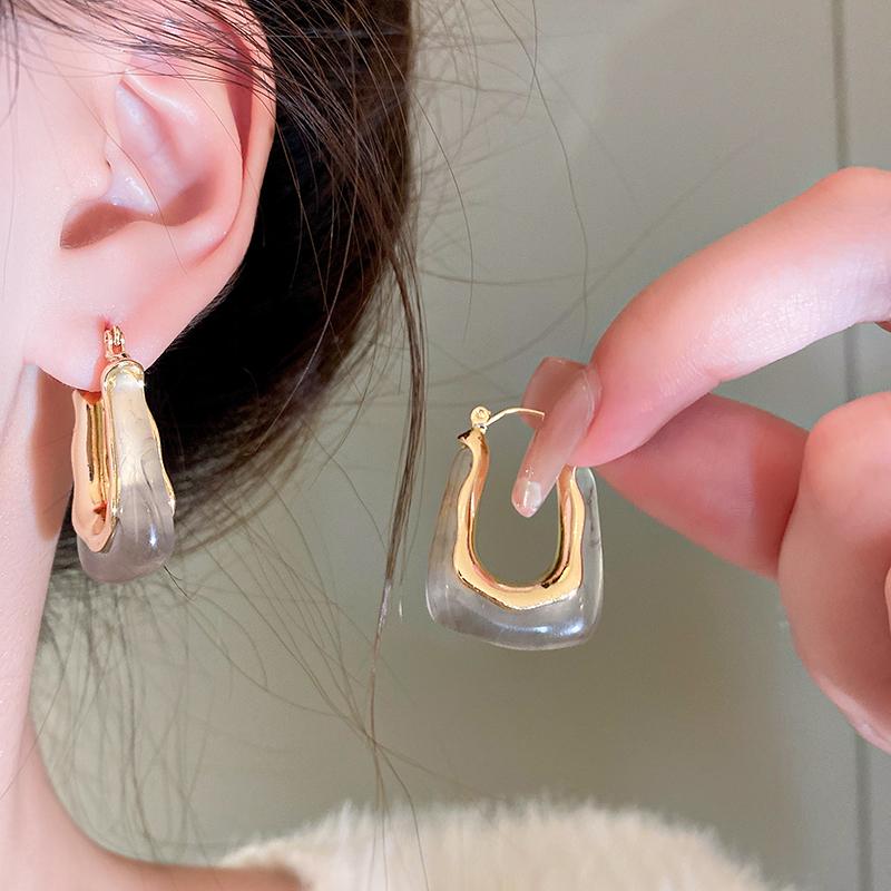 Módní a elegantní retro náušnice ve tvaru U pro ženy, špičkové a lehce luxusní náušnice, šperky, dárky