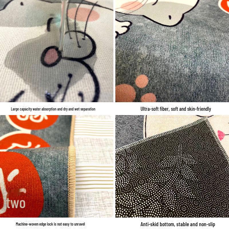 Anti-Slip Cartoon Bathroom Mat: Thick, Absorbent, Machine Washable Door or Toilet Foot Rug