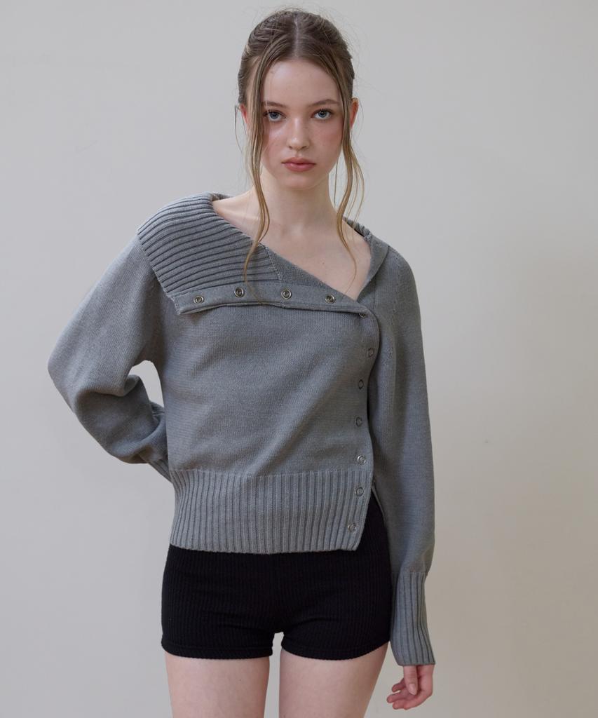 Rosefranz Fold Off Shoulder Knit [Gray]