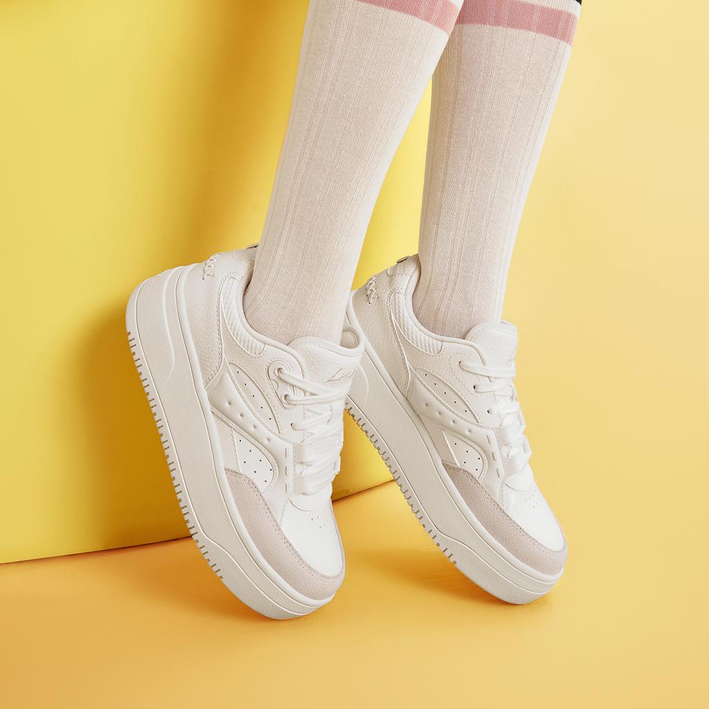 Li Ning Cheese 2.0 Casual Versatile Thick Sole Height Increasing 5cm Non-Slip Wear-Resistant Breathable Low-Top Skate Shoes Women sneaker AGCU330-1