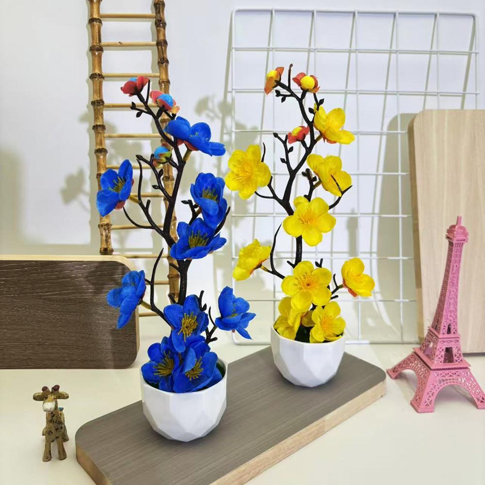 Plum Blossom Faux Plant With Plastic Stem For Wedding Decorations And Photography Props