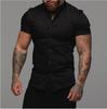 Men's Solid Color Lapel Simple Short Sleeved Shirts