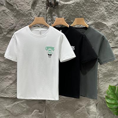 Updated Summer Short-sleeved Mens Printed Combed Cotton T-shirt Versatile Half-sleeved Mens Top T-shirt