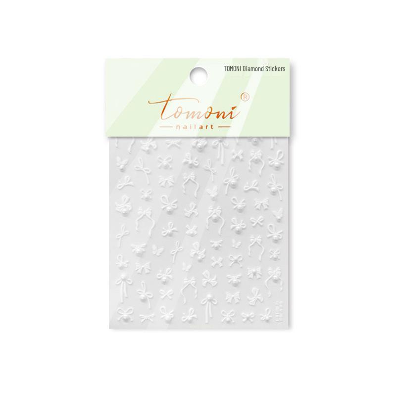 Tomoni 3D Crystal Diamond Nail Stickers for Children - Red Bowknot & Heian Design