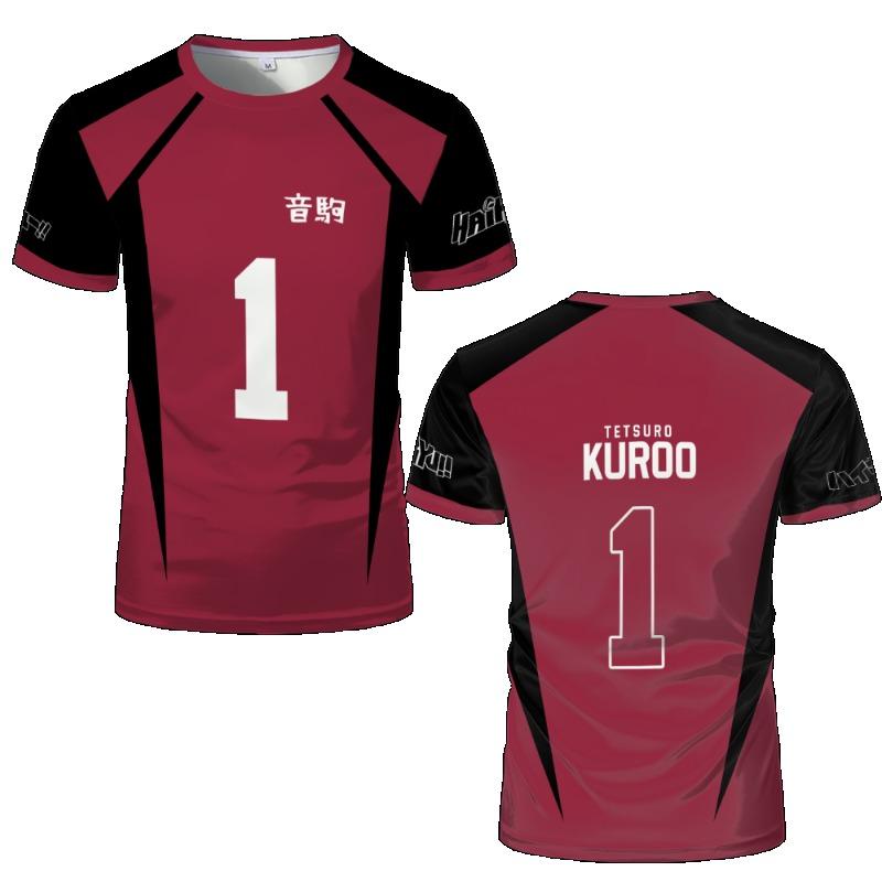 Haikyuu Nekoma Red Cartoon Anime Cosplay Men Jersey Summer Short Sleeve Children Tee Tops 2024 New Style Fashion MENS T-shirt