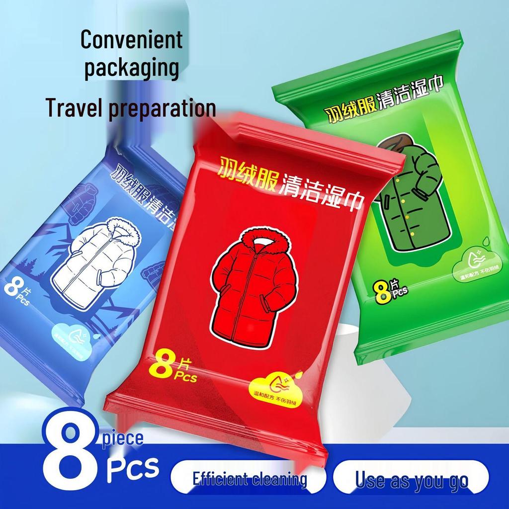 Waterless Washable Down Jacket Cleaning Wipes - Strong Stain Removal, Residue-Free, Fabric-Safe Clothing Cleaner