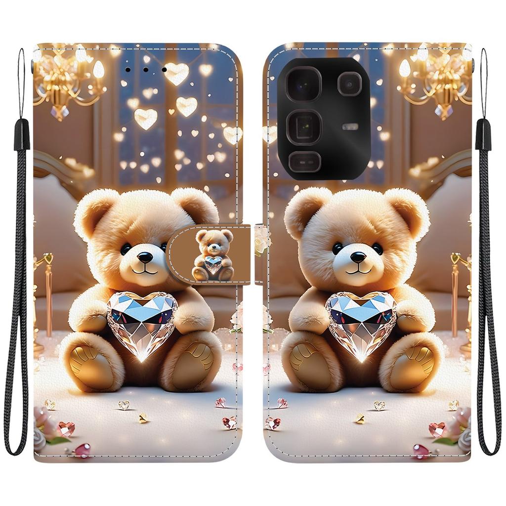 Handgefertigte PU-Leder-Flip-Hülle für Infinix Note 50 Pro+ (X6856) Rutschfeste Stoßfeste Hülle mit Handschlaufe & Herz/Rose Katze Designs