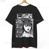 Creepy Girl Horror Manga T Shirt Dark Anime Gothic Aesthetic  Vintage Washed Designer Clothes Casual Stretched Versatile Soft