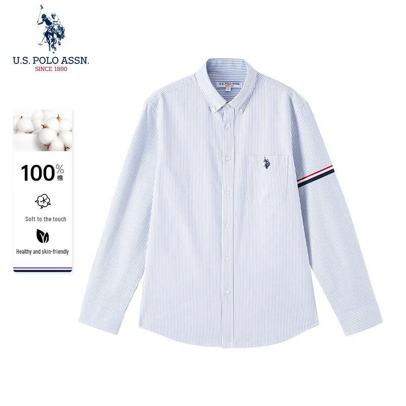 U.S. POLO ASSN. Men's Striped Cotton Blend Long Sleeve Shirt
