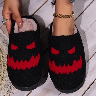 Halloween Papucs Női Férfi Plüss Meleg Papucs Aranyos Mintás Ajándék Tapadó Talp Lapos Női Beltéri Házipapucs Valentin-napi Ajándék