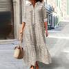 Women's Fashionable And Elegant Autmn And Winter Button Lapel Three-quarter Sleeve Three-dimensional Printed Dress