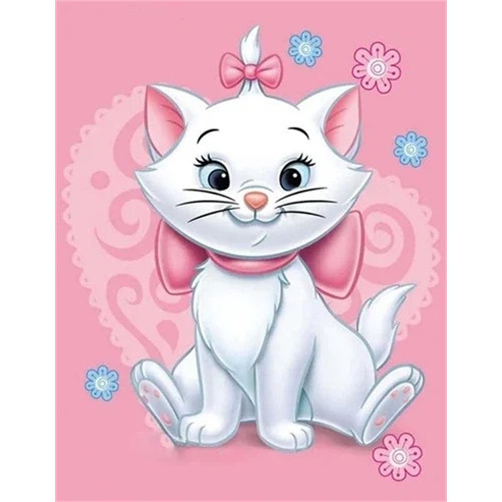 Disney Diamond Painting Marie Cat Sweet Style Art Painting, 5D Mosaic Art DIY Cross Stitch Embroidery Set Full Diamond Home Decoration Gift Round 20x30cm