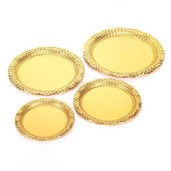 Vintage Round Metal Tray Retro Decorative Display Plate Flat Bottom Serving Platter for Jewelry
