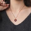 18K Real Gold Electroplated Red Oil Drip Diamond Love Necklace Niche Design Clavicle Chain Temperament Item Decoration