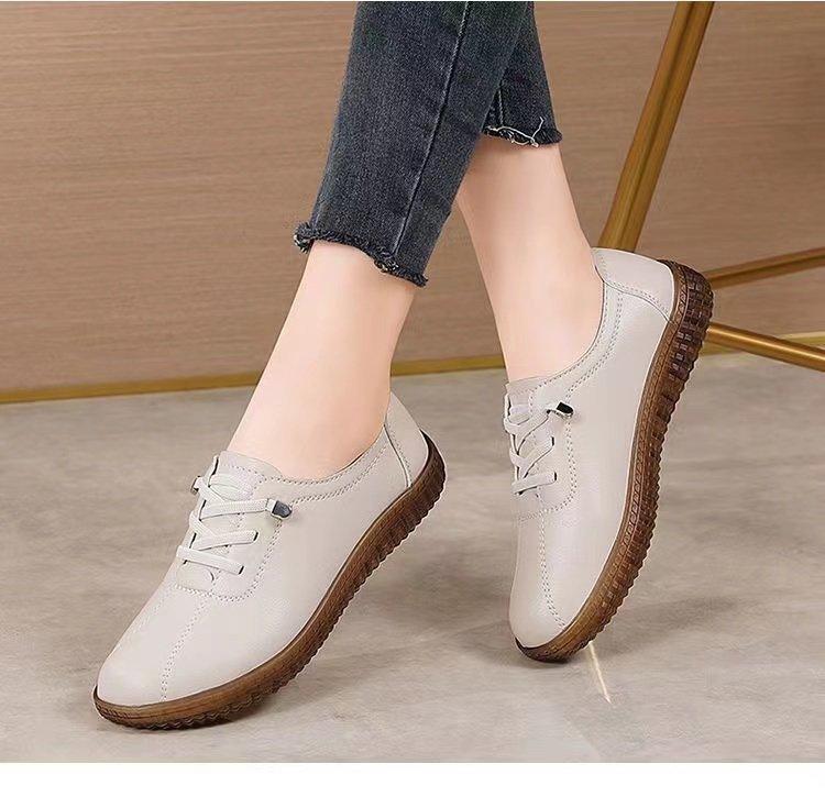 

Soft leather mother shoes soft sole breathable small leather shoes women s new little white shoes casual non-slip beef tendon sole autumn lazy shoes 40 серый
