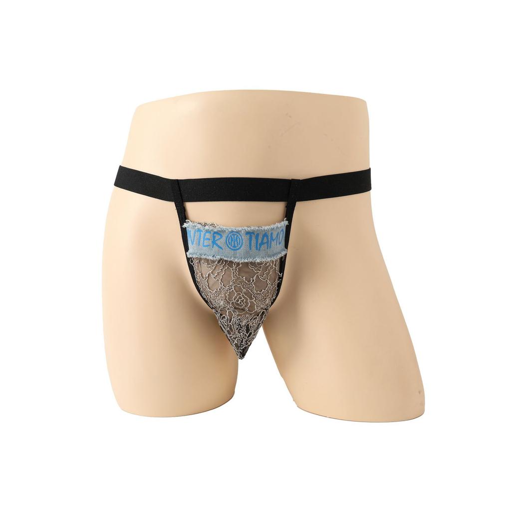 Men's Low Waist Sexy Transparent Lace Thong Breathable Sex Panties Hollow Men's Flirting Panties