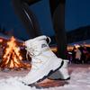 Damen Übergröße Weichsohle Höhenverstärkende Warme Winter Leder-Pelz Kombination Schneestiefel mit Plüschfutter für Outdoor-Sport