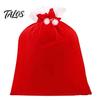 Holiday Party Gift Bags Christmas Velvet Santa Bags, Large Red Soft Fabric Present Sack Flannel Carriers with Drawstring Closure, Reusable Claus