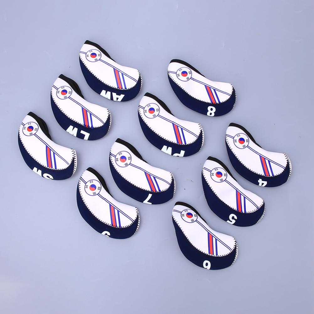 10Pcs Portable Cloth Golf Iron Club Head Cover with Unique Pattern Sports Accessory