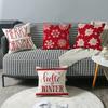 Christmas Red Pillowcase White Snowflake Linen Print Sofa Cushion Home Pillowcase