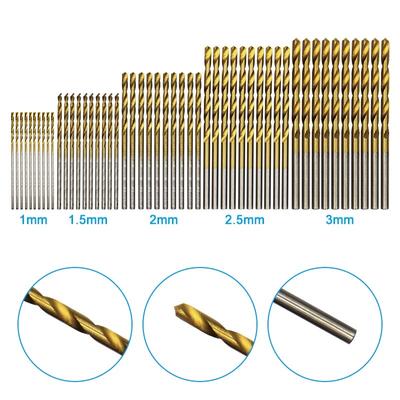 100 szt. Wiertło kręte 1-3mm Wiertarka ręczna elektryczna DIY Stolarstwo Wiertło Tytanowane Naturalny kolor Zestaw akcesoriów do wierteł