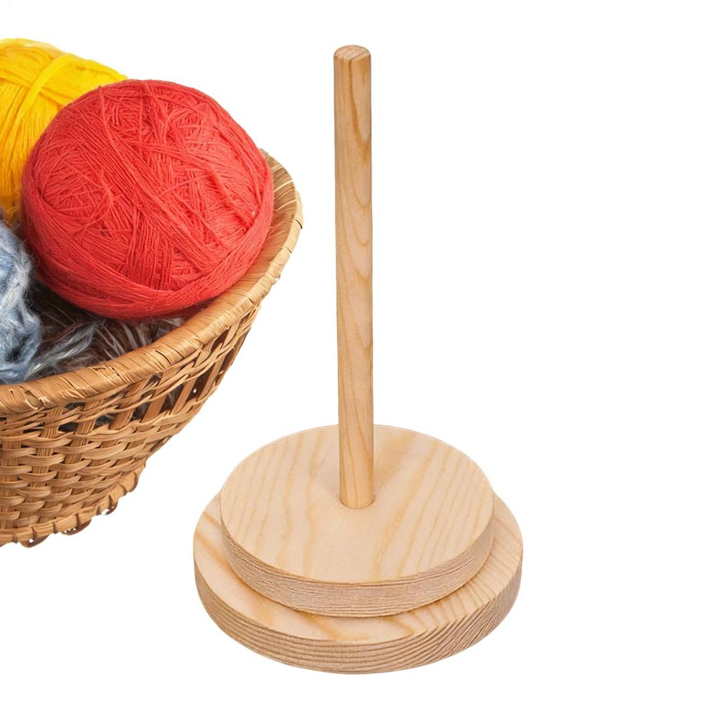 Wood Yarn Stand Yarn Spool Home Braided Yarn Spool Storage Stand Table Top Rotary Ball Wooden Winder Yarn Ball Holder Dispenser