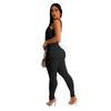 Women's Solid Color Ribbed Sleeveless Bodysuit: Square Neck, Backless, Hip-Lifting Slim-Fit Jumpsuit