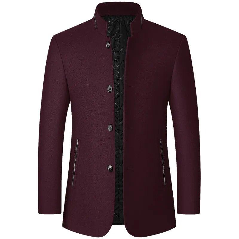 Wool Blend Coat Men Winter Fashion Wild Overcoat Male Thicken Keep Warm Jackets Trench Outerwear Wool Coat Stand Collar