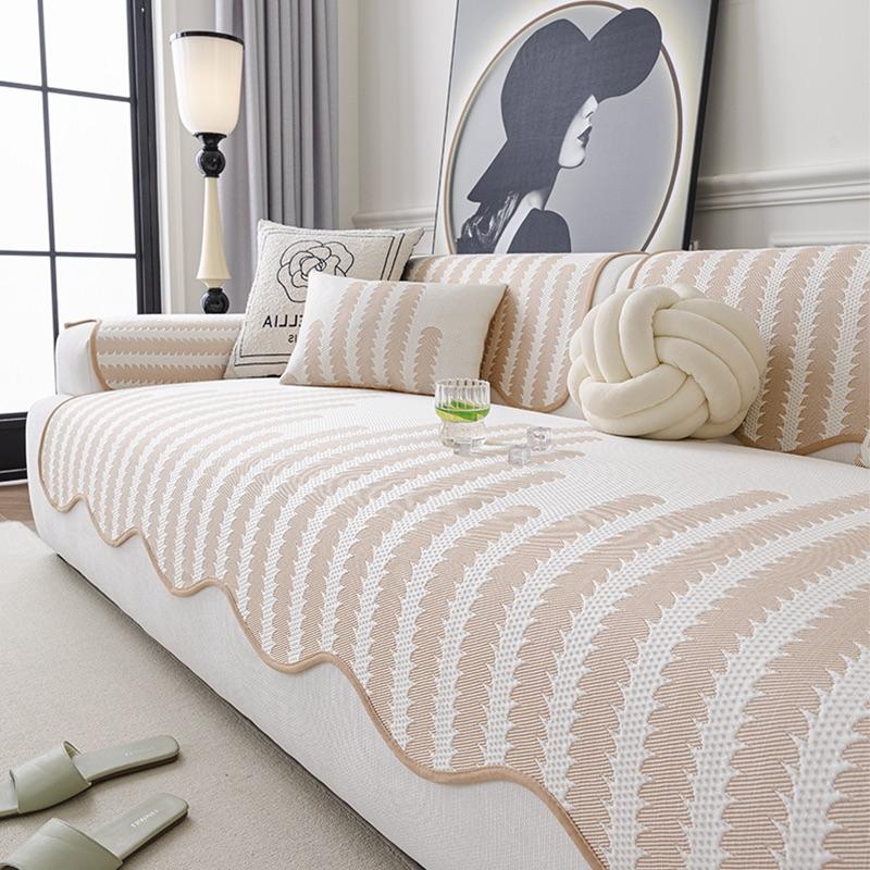 Ice Silk Cool Feeling Sofa Cover Summer Universal Non-Slip Sofa Towel Irregular Shaped Couch Cushion Protector for Living Room