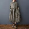 Langärmeliges Baumwoll-Vintage-Karokleid in Übergröße, neu in Kleider für Frauen, lässiges, lockeres Frühlings-Herbstkleid