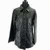 Genuine Lamb Leather Coat Single Button Inner Pocket Black Women's M