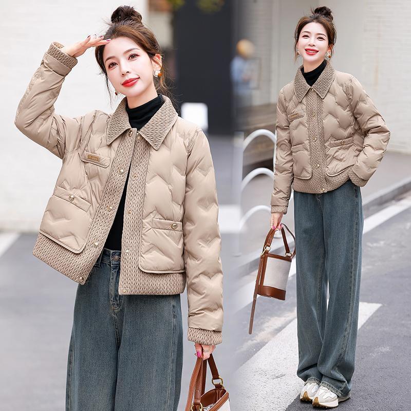 

Women s Short Diamond Pattern Down Jacket - 2024 Winter Collection, French Style, Lightweight, Warm, White Duck Down Coat. S [Recommended below 95 lbs]