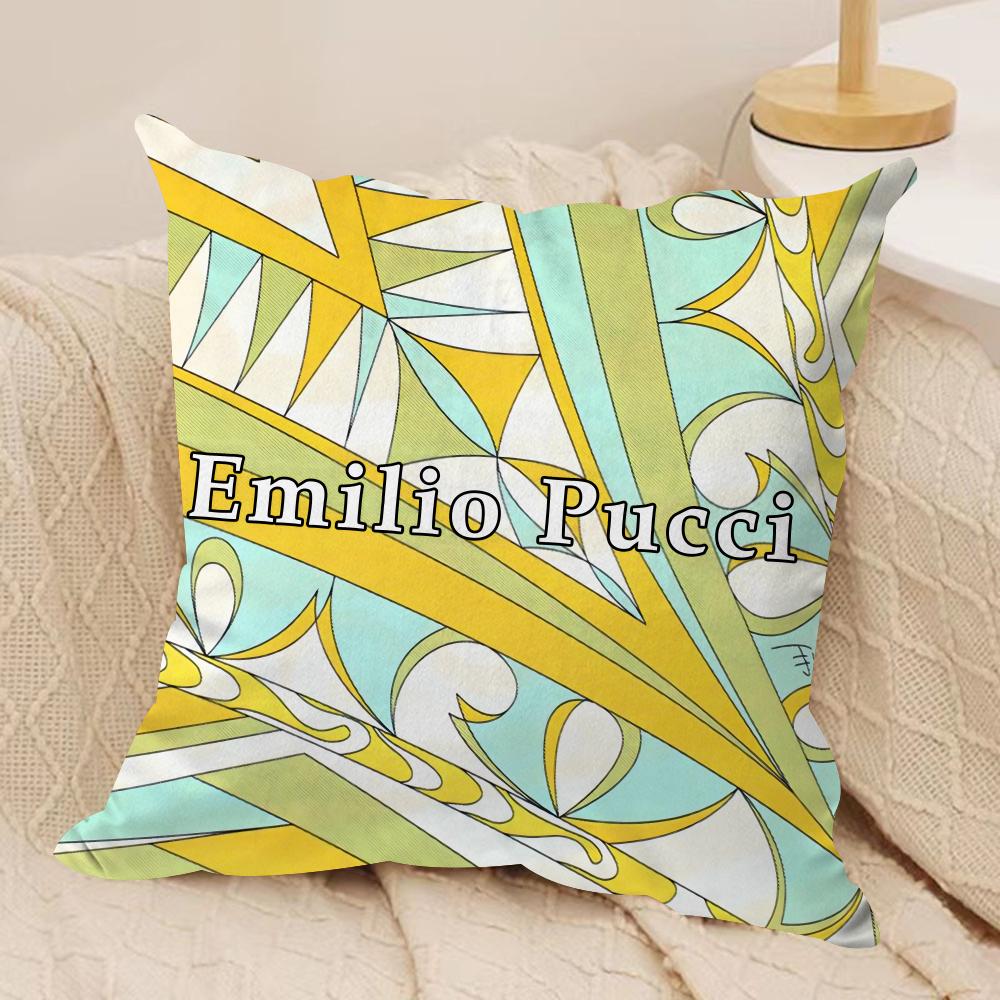 Fashion E-EE-Emilio logo P-Pucci Cushion Cover Soft Plush Double-Sided Pillow Cover Cozy Sofa Cushion Case Living Room Home Gift