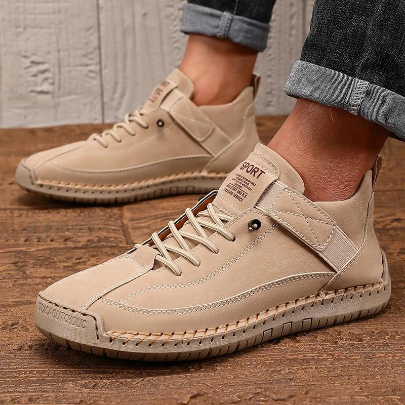 Men's Casual Shoes Luxurious Design Retro Soft Soled Commuting Shoes Lace Up Comfortable Durable Long Distance Travel Men Shoes