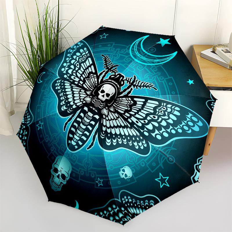 

Gothic Moth Skull Umbrella, Portable 3 Fold Compact Umbrella for Men & Women,S184