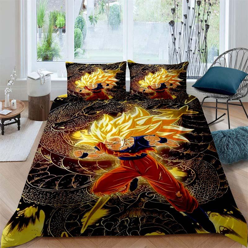 2026 New Dragon Ball Duvet Cover and Pillowcase Bedding Set—Available for Single, Double, Queen, and King-Size Beds.