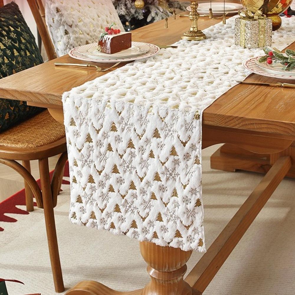 Christmas Tree Pattern Christmas Table Runner Embroidered Cabinet Cover Towel Dinner Party
