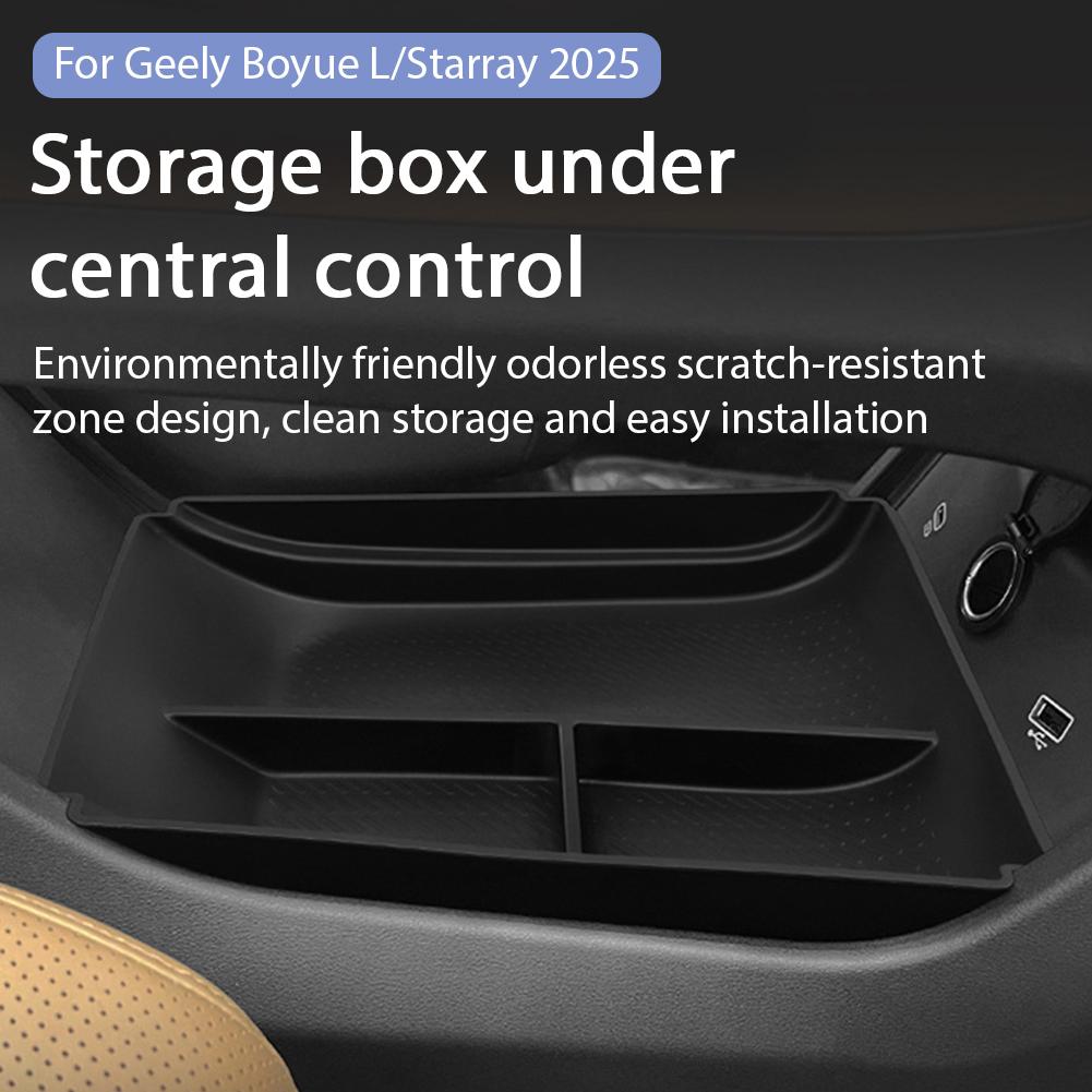 For Geely Boyue L/Starray 2025-2025 Center Console Lower Storage Box Car Central Tray TPE Organizer Accessories Tidying Black