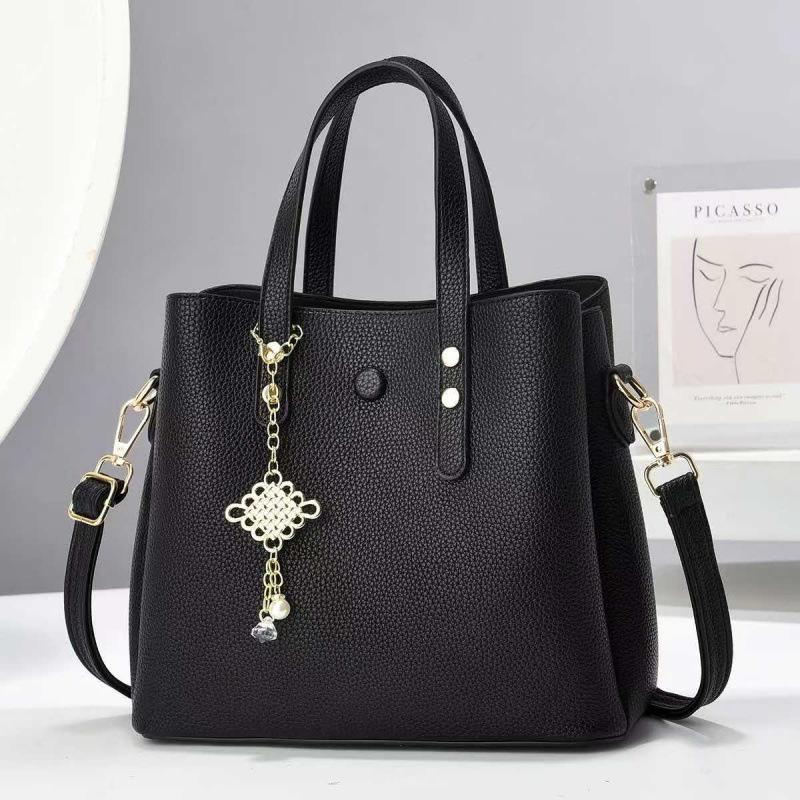 

Модная сумка с узором личи, многосекционная, модная сумка-макаронс через плечо, трендовая, большой вместимости, сумка-мессенджер Length 25 Width 11 Height 21 чёрный