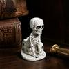 Durable Desktop Statue for Halloween Dog/Cat Skull Figurine, Resin Gothic Animal Haunted House Theme Accessory Desk Fireplace, Spooky Home Tabletop