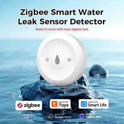 Tuya ZigBee Smart Wasseraustrittssensor Flutdetektor Wasserdicht Überlaufalarm mit Echtzeit-App Fernüberwachung für Küche Badezimmer Smart Life Gateway
