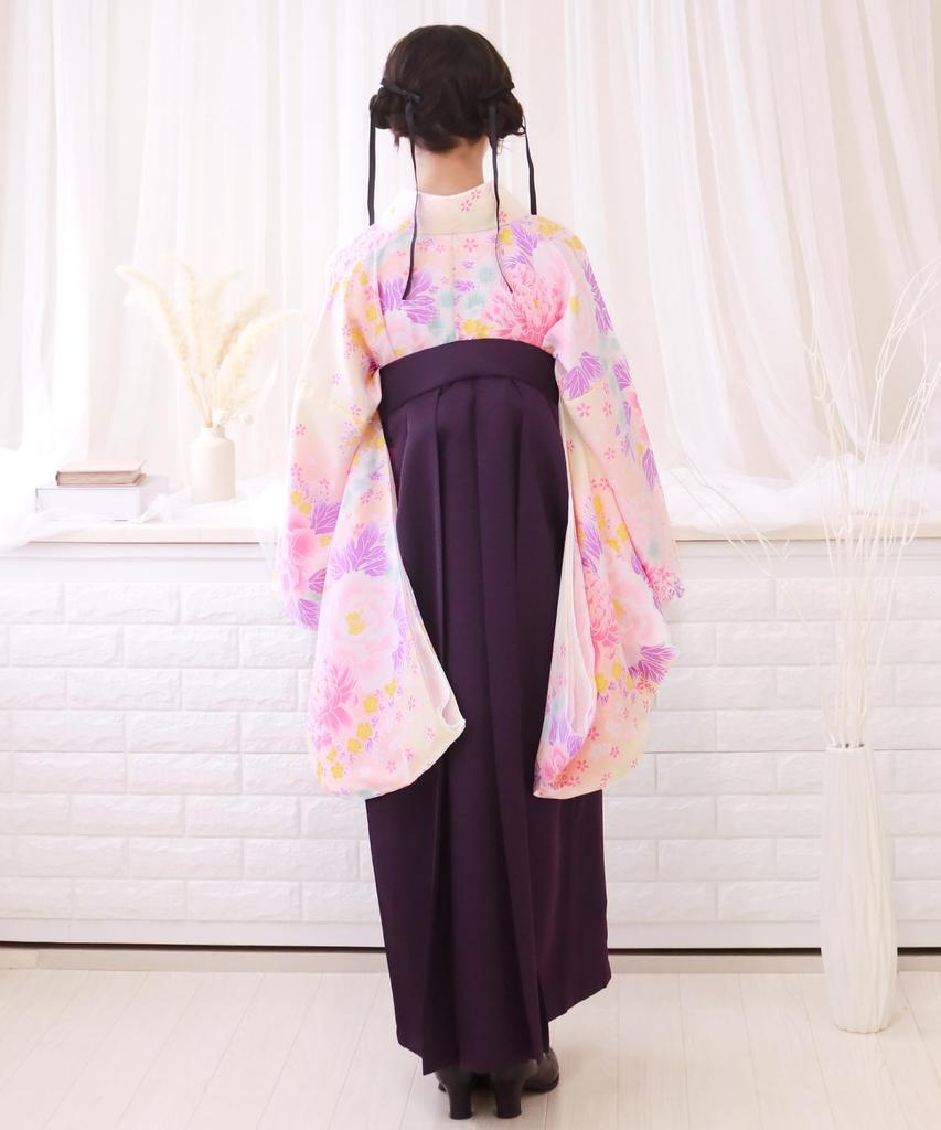 KYOETSU Graduation Hakama Easy To Set Hakama and Waist for Elementary School Girls Harukasumi No Set, Dress, 5-Piece (Kimono, Hakama, Undershirt, Obi,