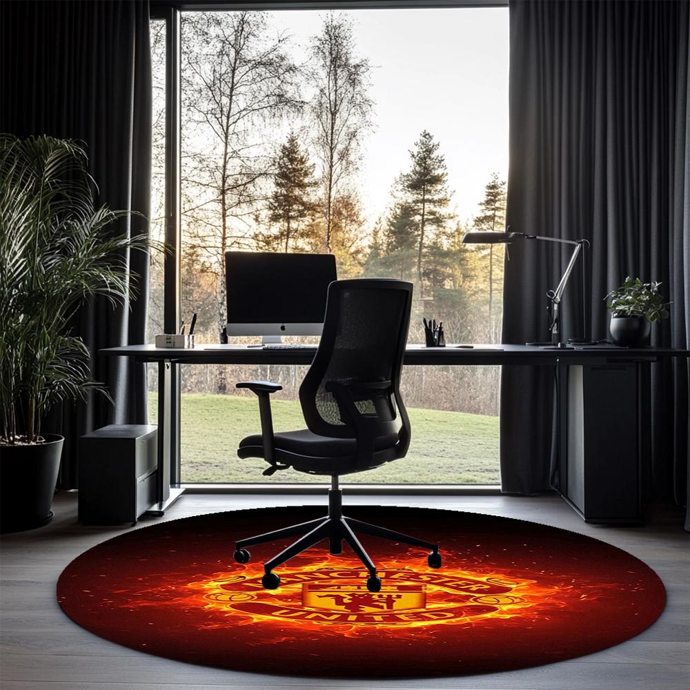 Manchester United Printed Round Rug Carpet Chair Rug Area Rug Entryway Doormats,for Office Chair Living Room Bedroom Kitchen Room.
