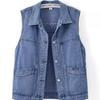 Women's Casual Denim Vest - Spring 2026, Loose Fit, Plus Size, Short Jacket with Pockets