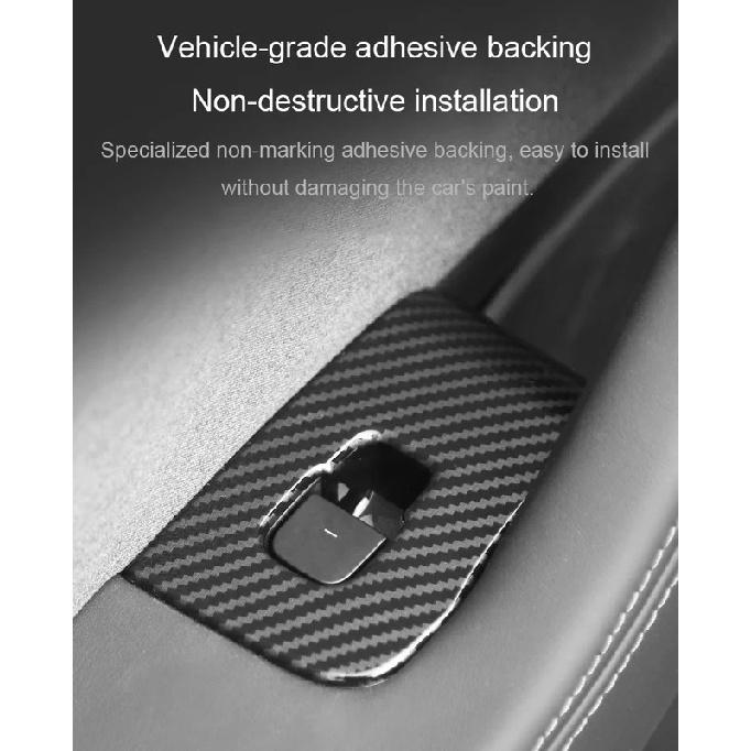 For Tesla Model 3 Highland Lifting Panel Button Sticker Carbon Fiber Pattern Glass Internal Window Lifting Decorative Sticker